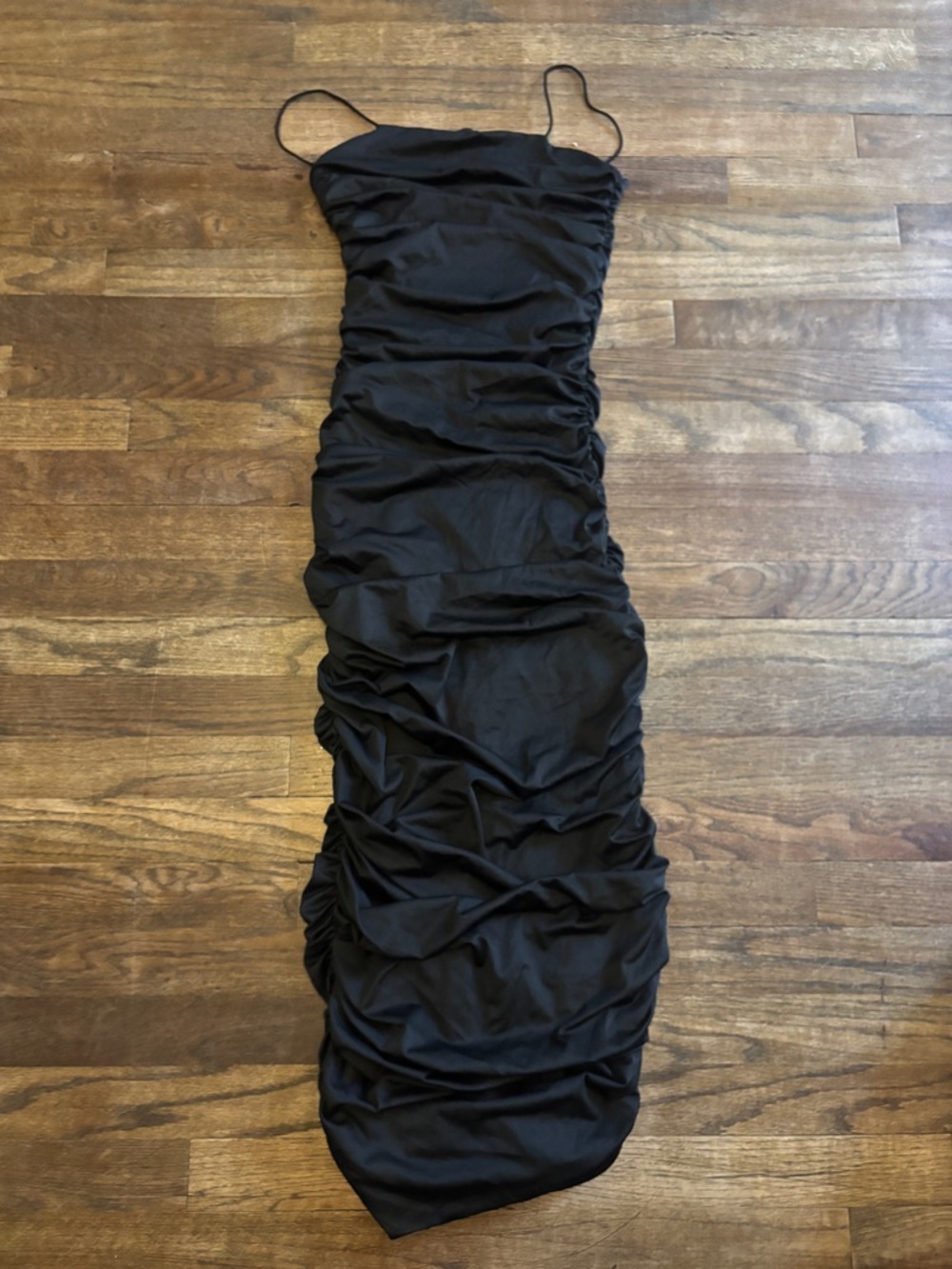 Windsor Black Ruched Maxi Slip Dress